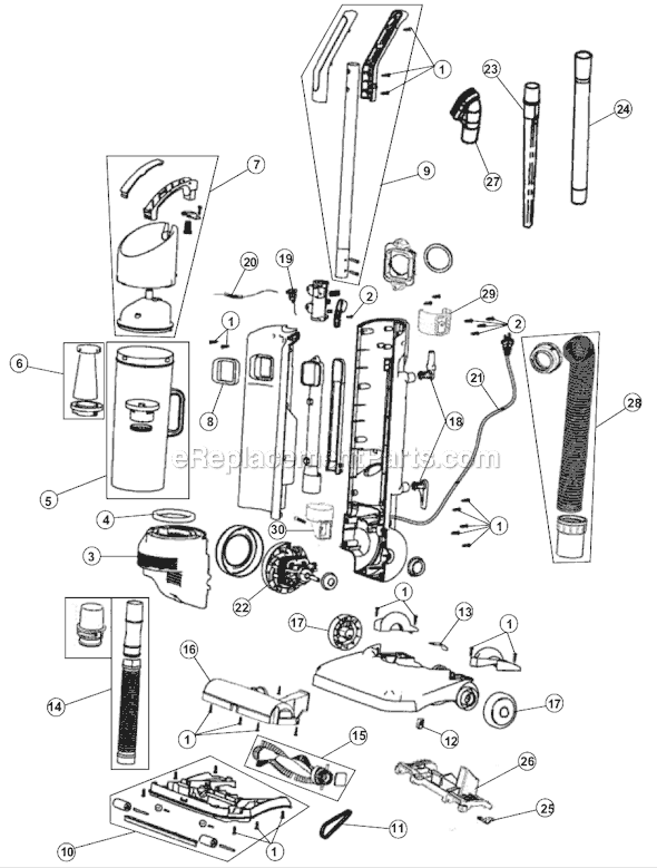 Page A Diagram and Parts List for M084650X  Dirt Devil Upright Vacuum
